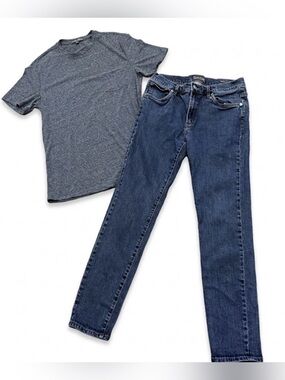 Slate & Stone Men’s Outfit Set Heather Charcoal Pocket Tee (S) Slim Jeans 32x30
